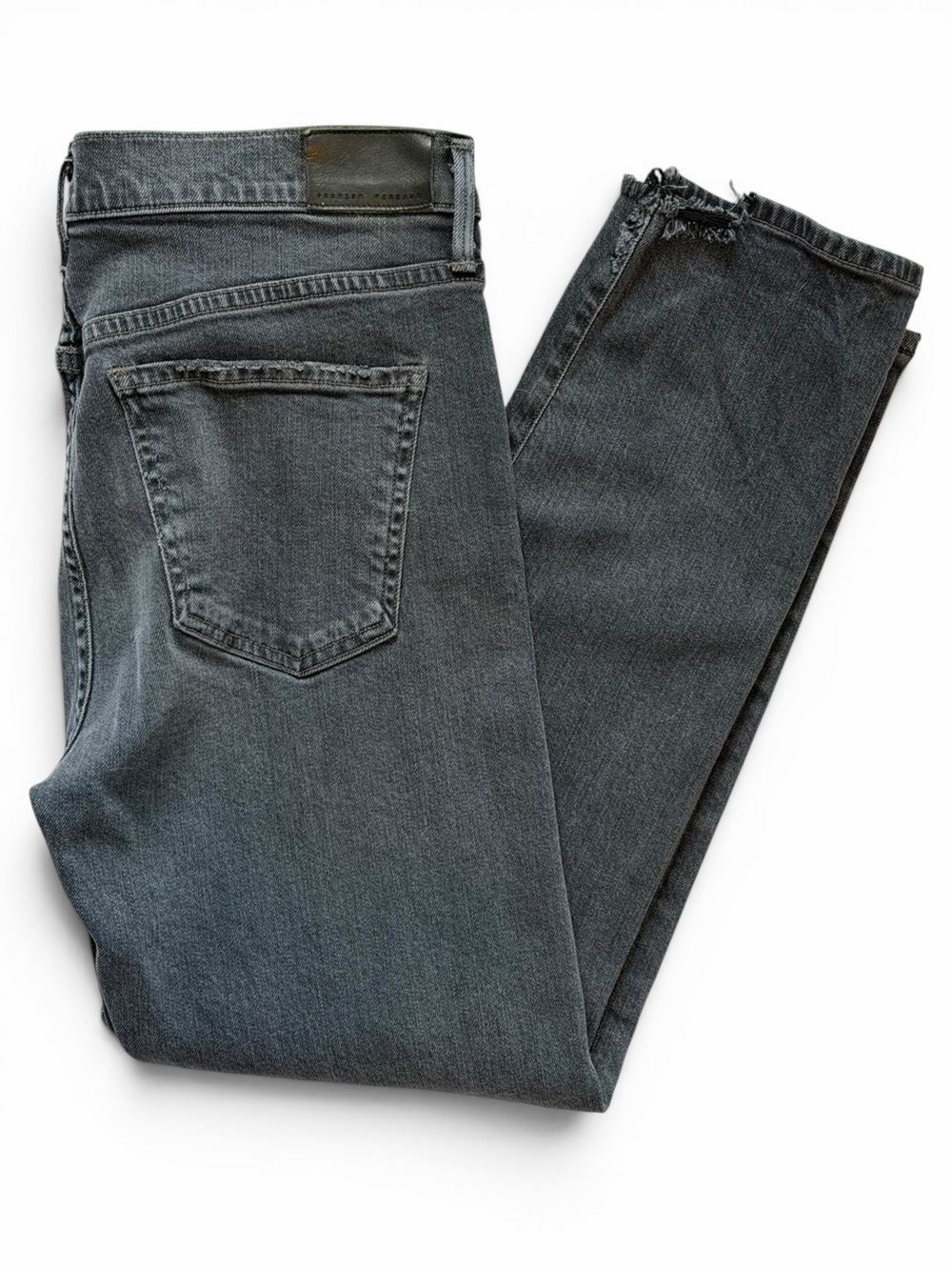 Citizens of Humanity Elsa Mid-Rise Slim Crop Jeans Dark Wash Raw Hem Size 28